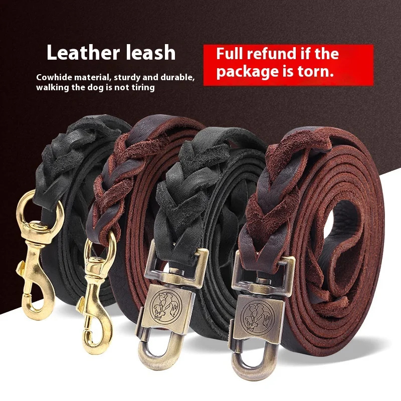 Leather Strap Quick Release - Tali Anjing Kulit Asli - Tali