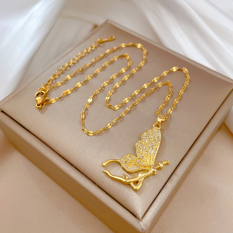Kalung Liontin Kupu-Kupu Mewah - Butterfly Clasp Deployant ulasan dan harga